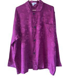 Begonia Vintage Mens Shirt Size XXL Pink Embossed Rare Casual Pure Silk